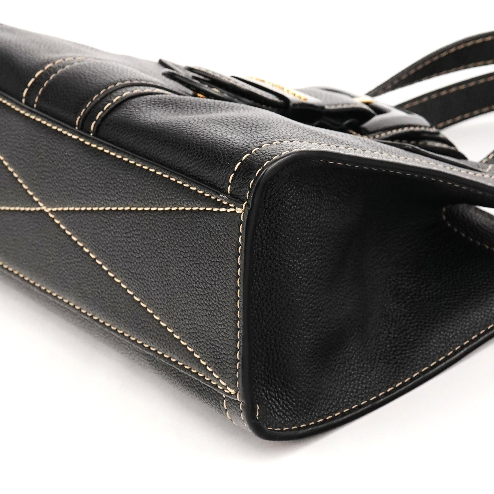 Marc Jacobs Black Pebbled Leather Buckle Handbag