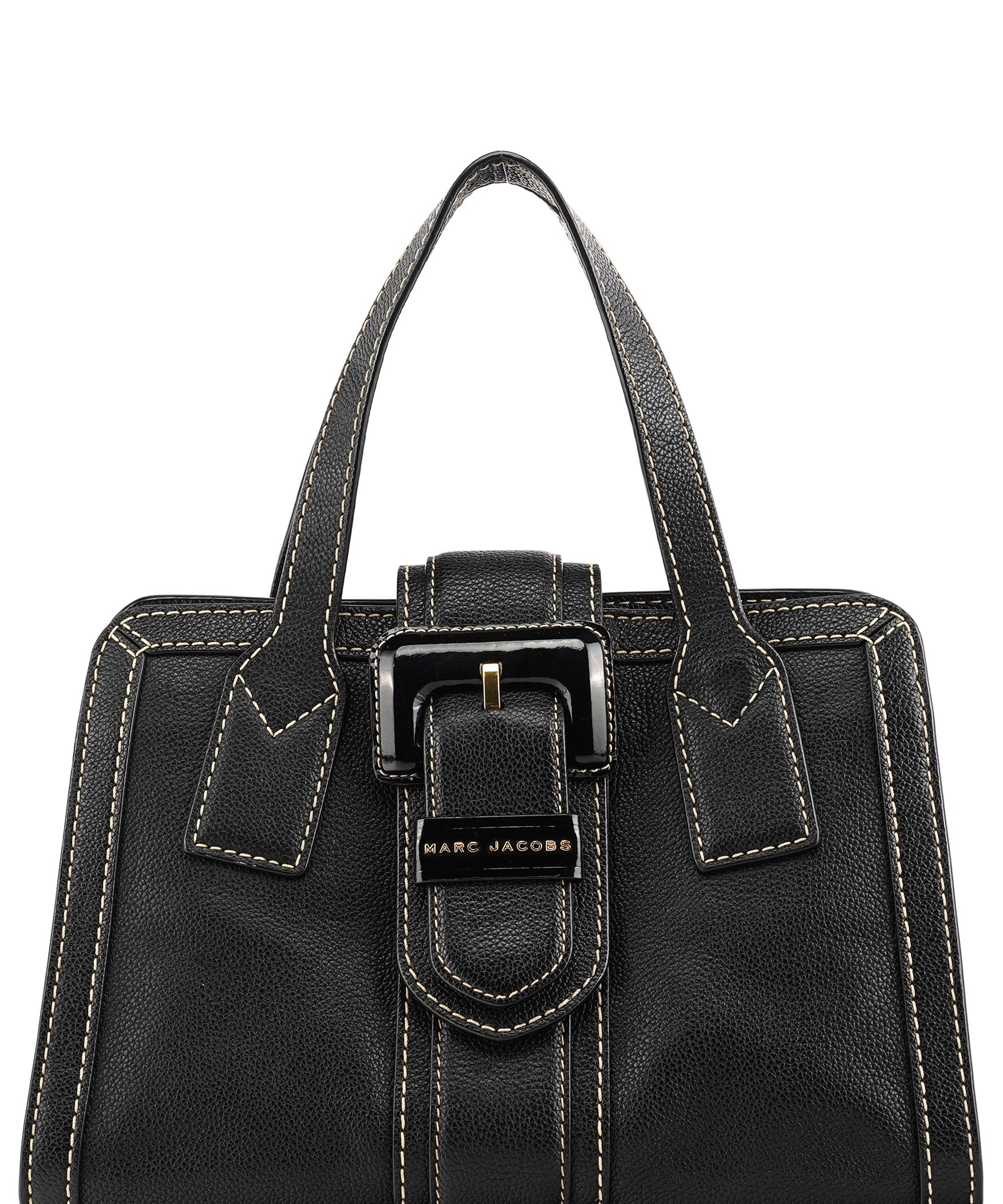 Marc Jacobs Black Pebbled Leather Buckle Handbag