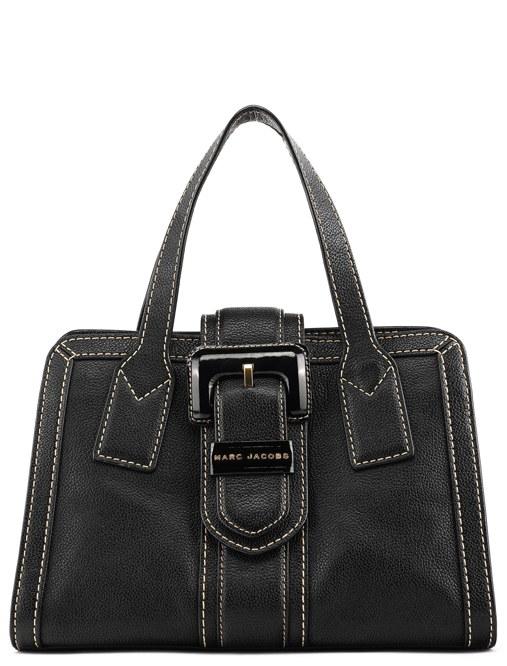 Marc Jacobs Black Pebbled Leather Buckle Handbag