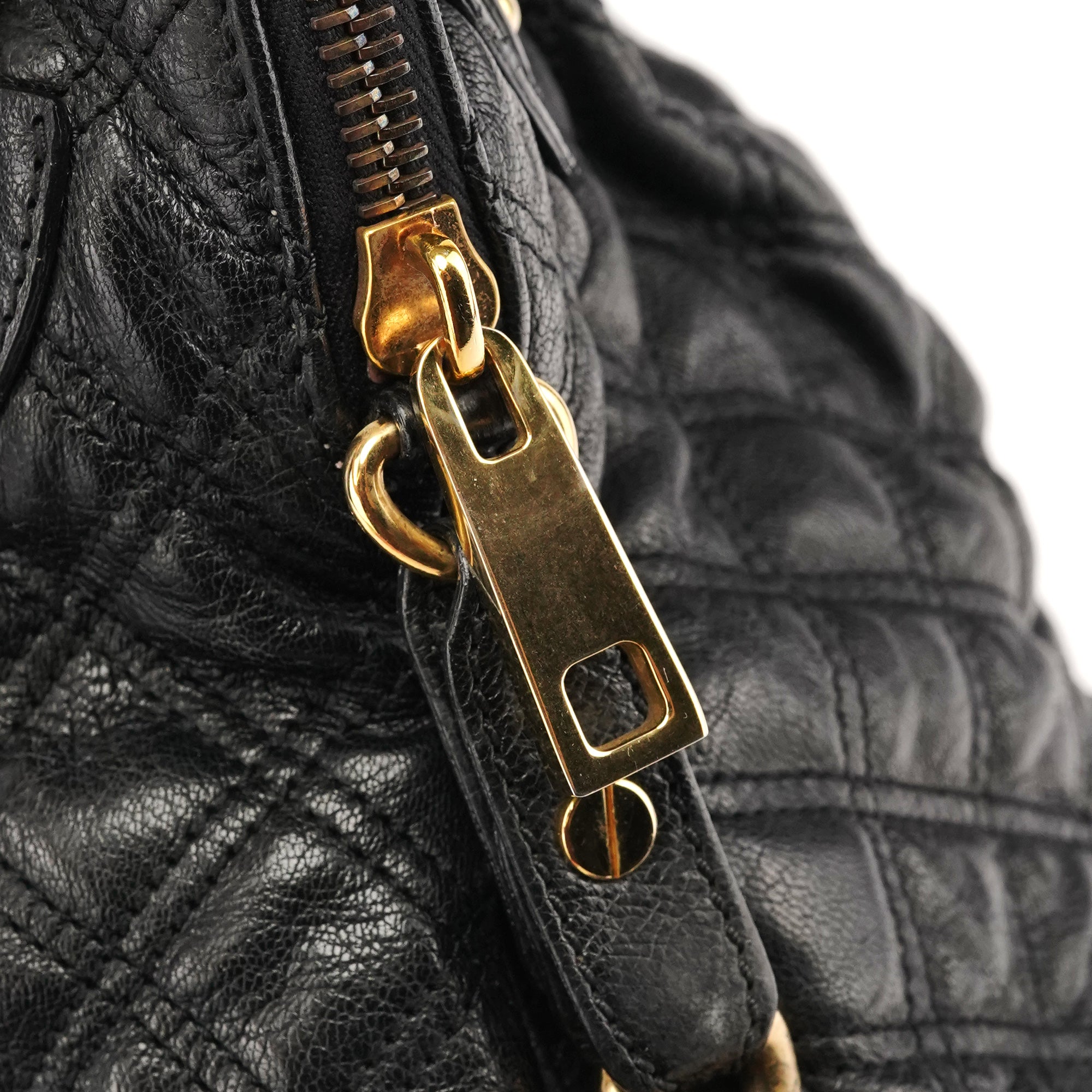 Marc Jacobs Cecilia Stam 2-Way Tasche aus schwarzem gestepptem Leder