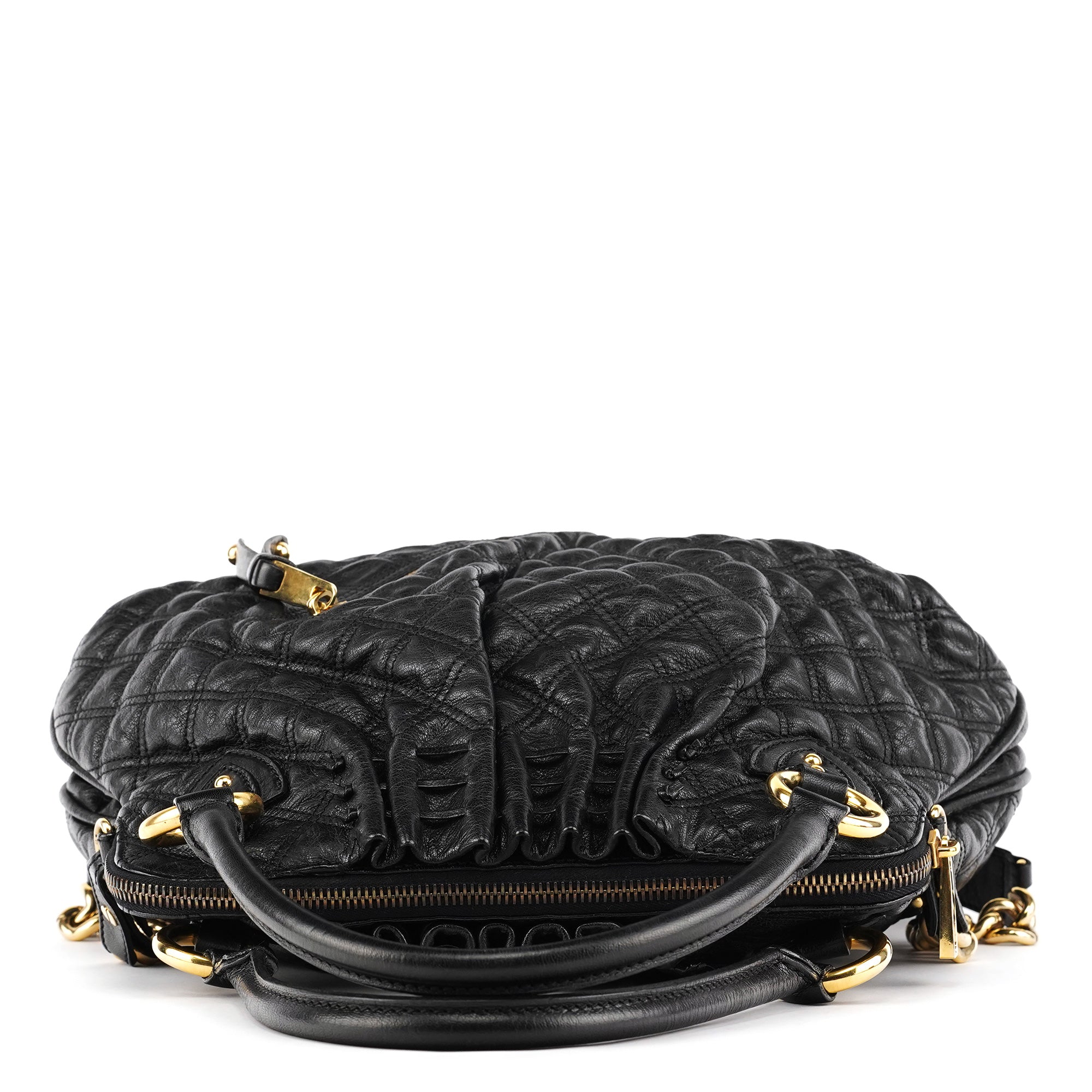 Marc Jacobs Cecilia Stam 2-Way Tasche aus schwarzem gestepptem Leder