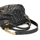 Marc Jacobs Cecilia Stam 2-Way Tasche aus schwarzem gestepptem Leder