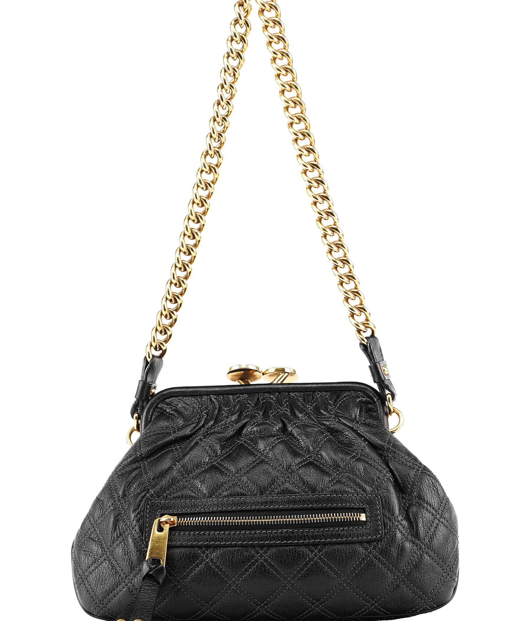 Marc Jacobs Black Quilted Leather Stam Shoulder Bag