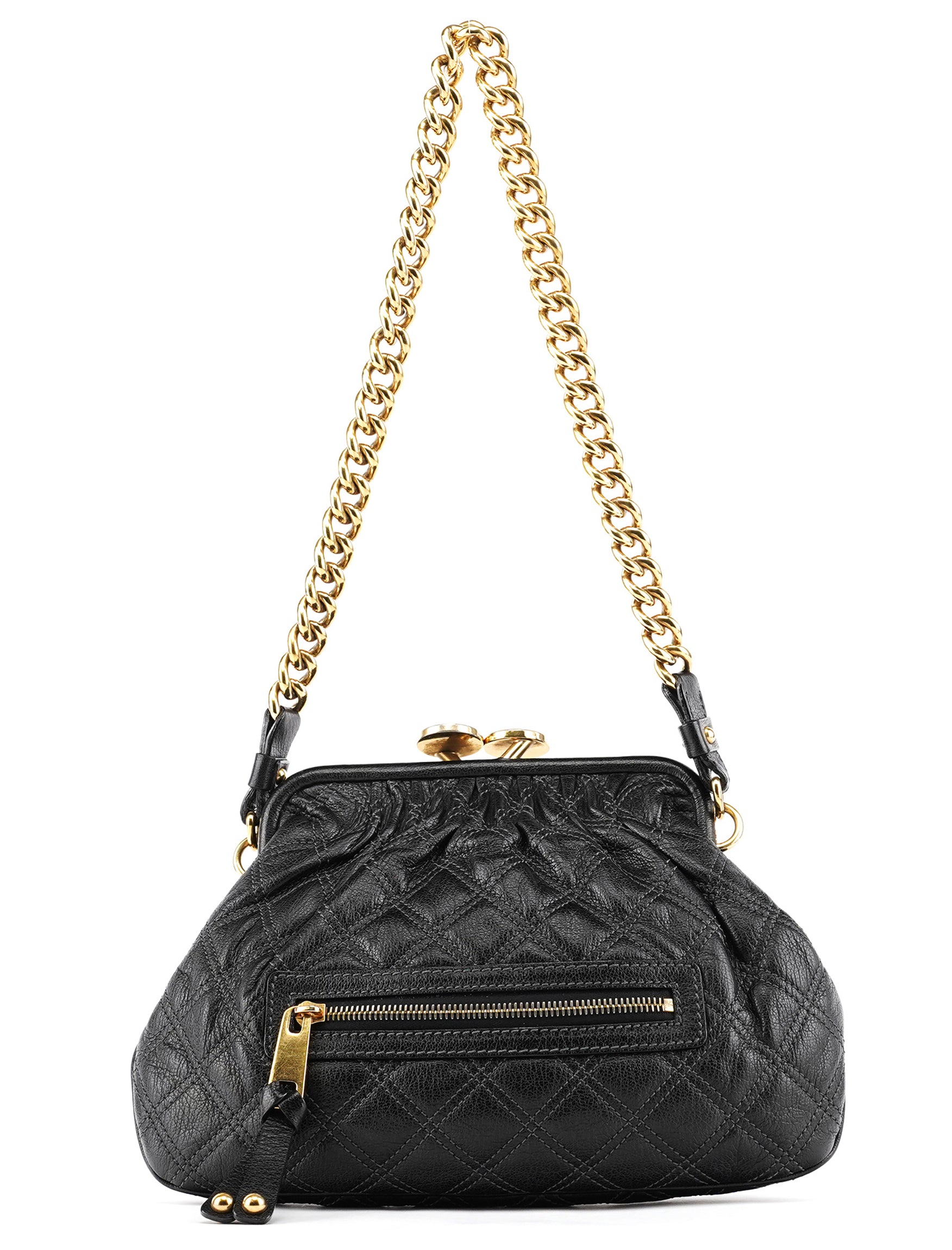 Marc Jacobs Black Quilted Leather Stam Shoulder Bag