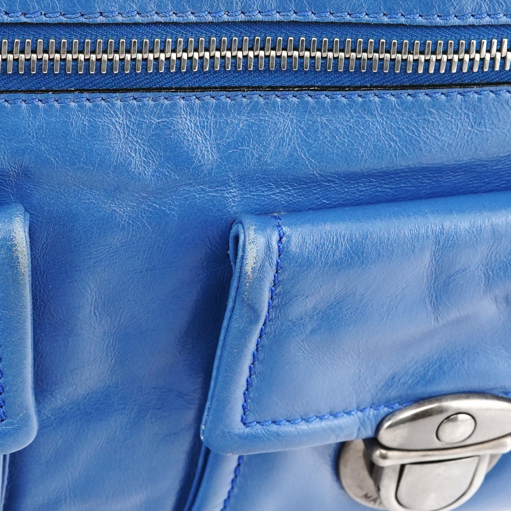 Marc Jacobs Blue Leather Multi-Pocket 2-Way Tote Bag