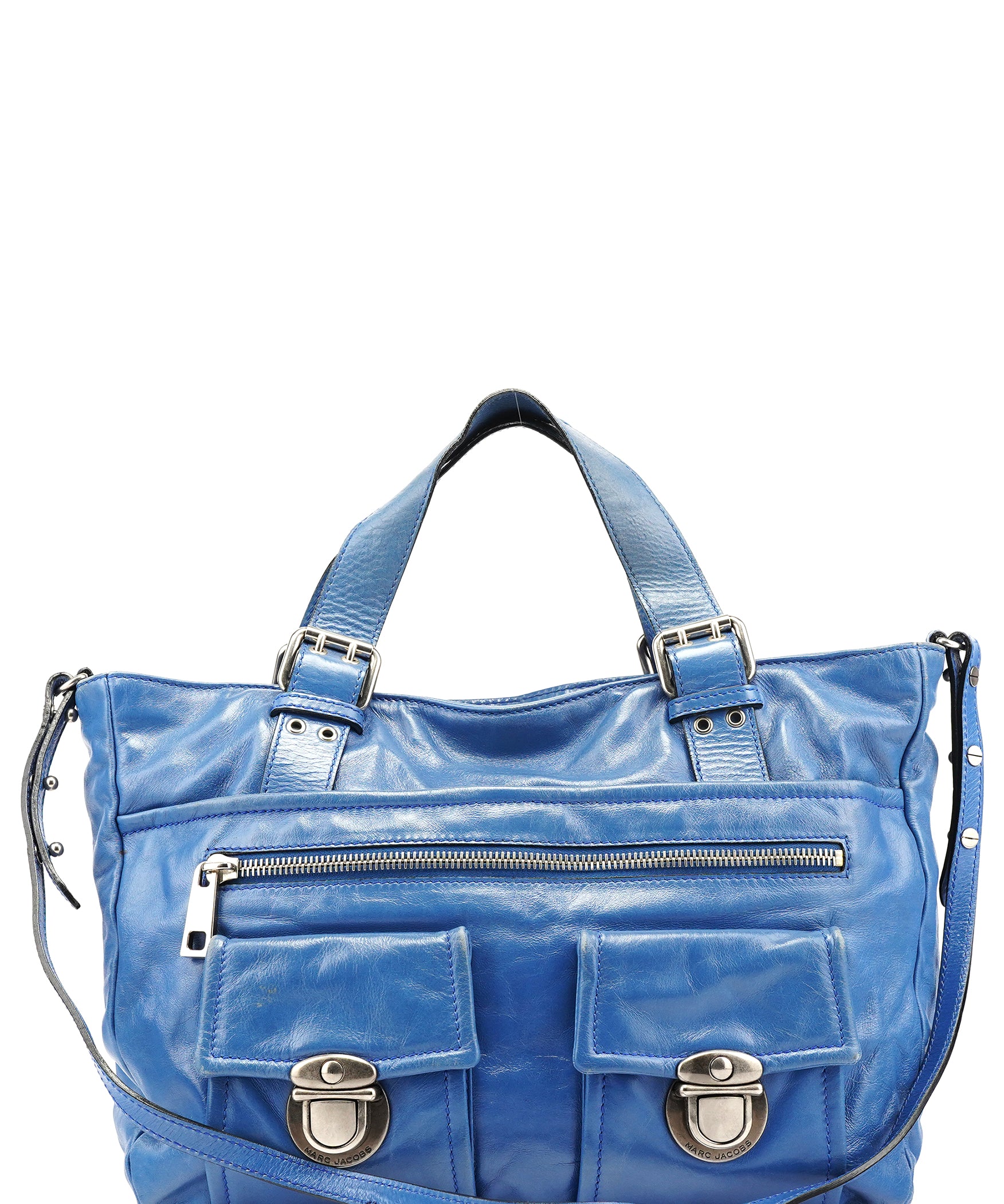 Marc Jacobs Blue Leather Multi-Pocket 2-Way Tote Bag