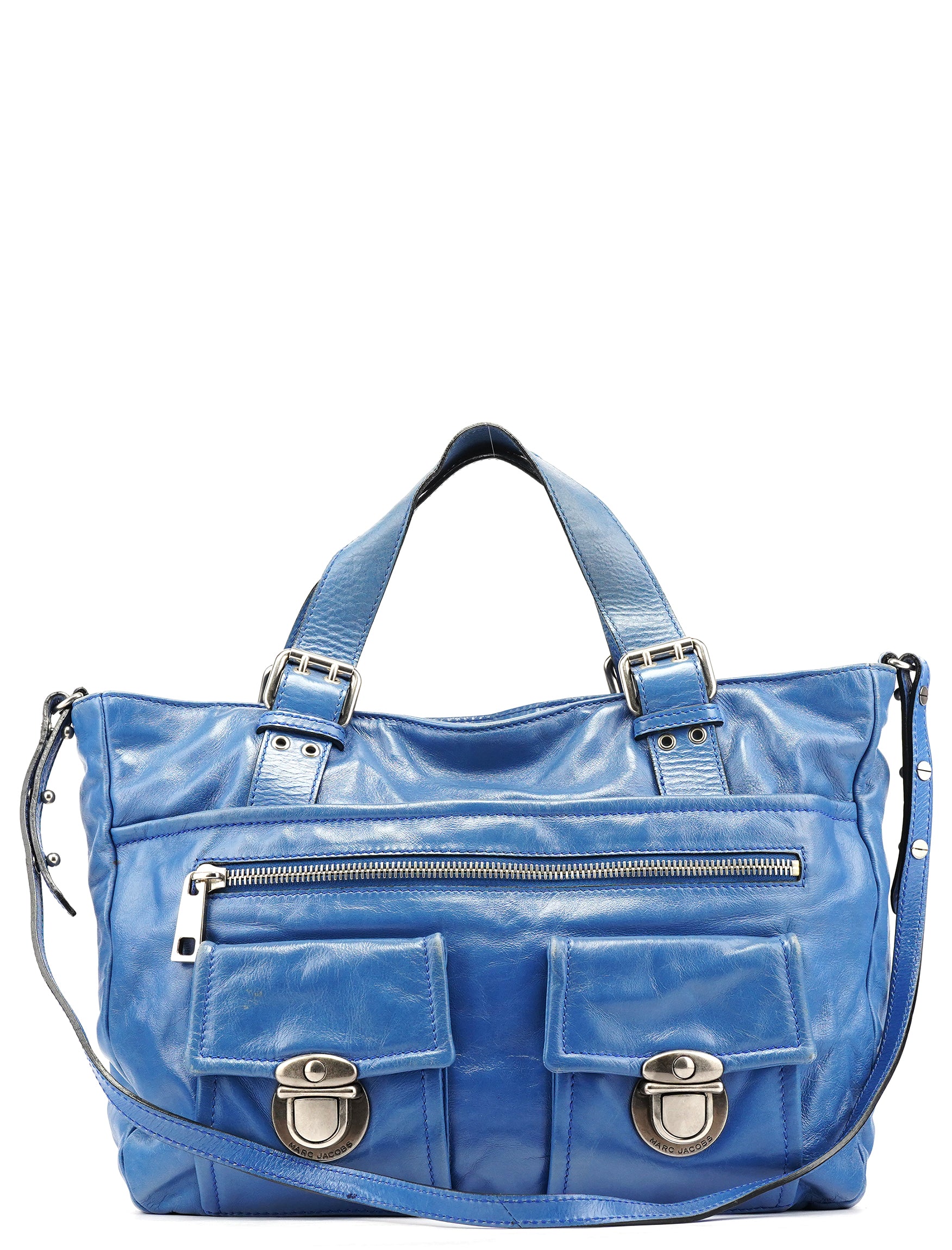Marc Jacobs Blue Leather Multi-Pocket 2-Way Tote Bag