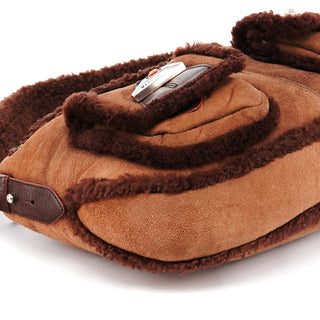 Marc Jacobs Brown Shearling Suede Pocket Shoulder Bag