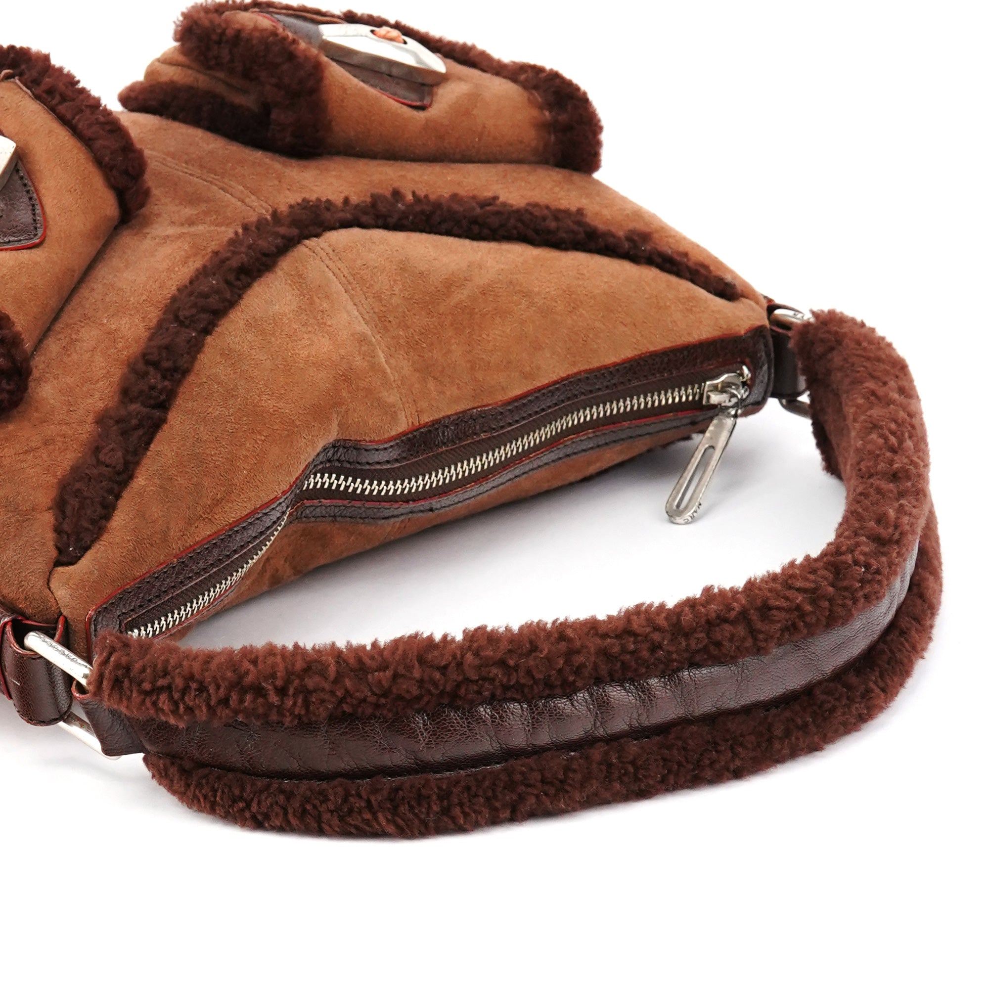 Marc Jacobs Sac porté épaule à poches en daim lainé marron