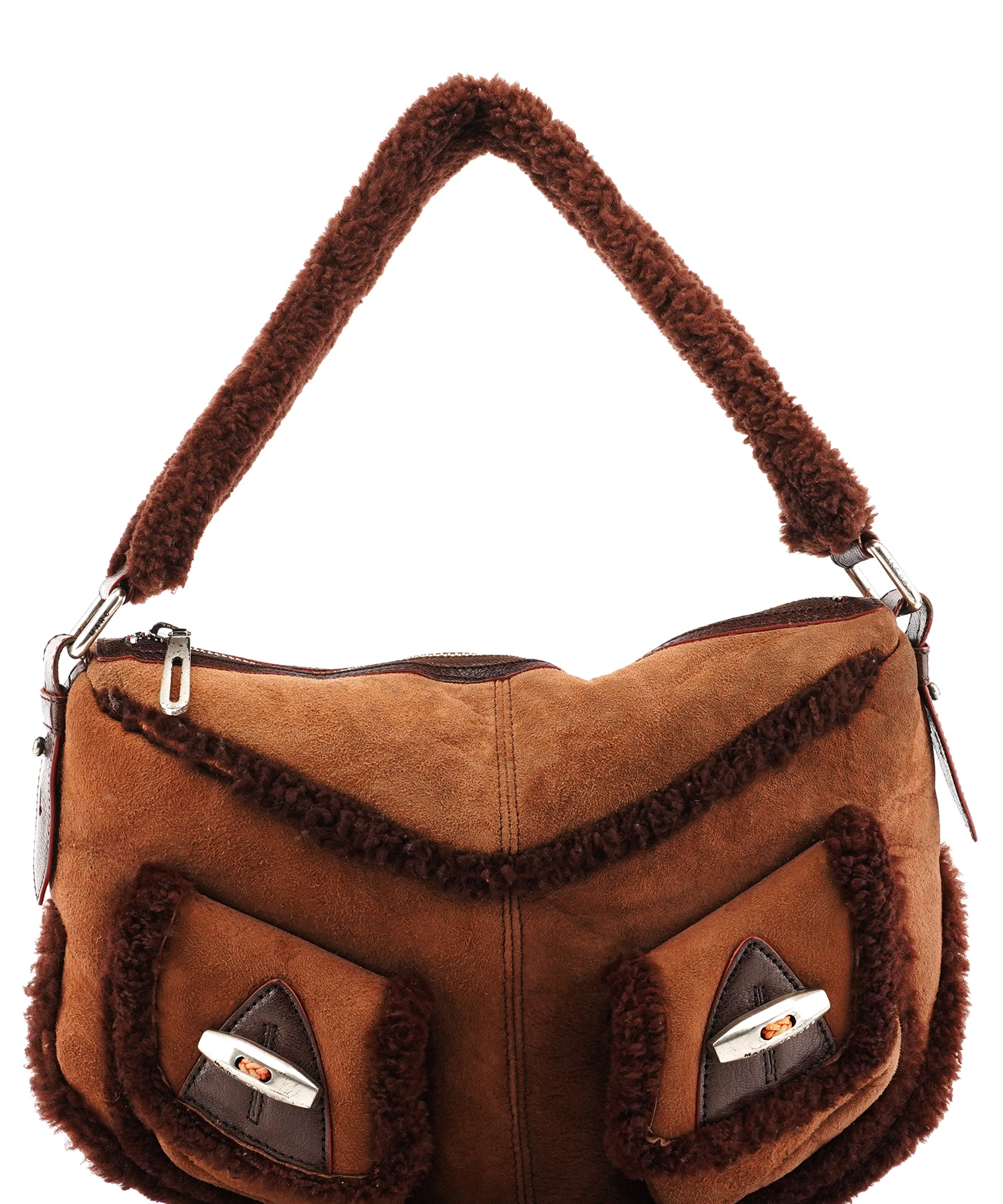 Marc Jacobs Sac porté épaule à poches en daim lainé marron