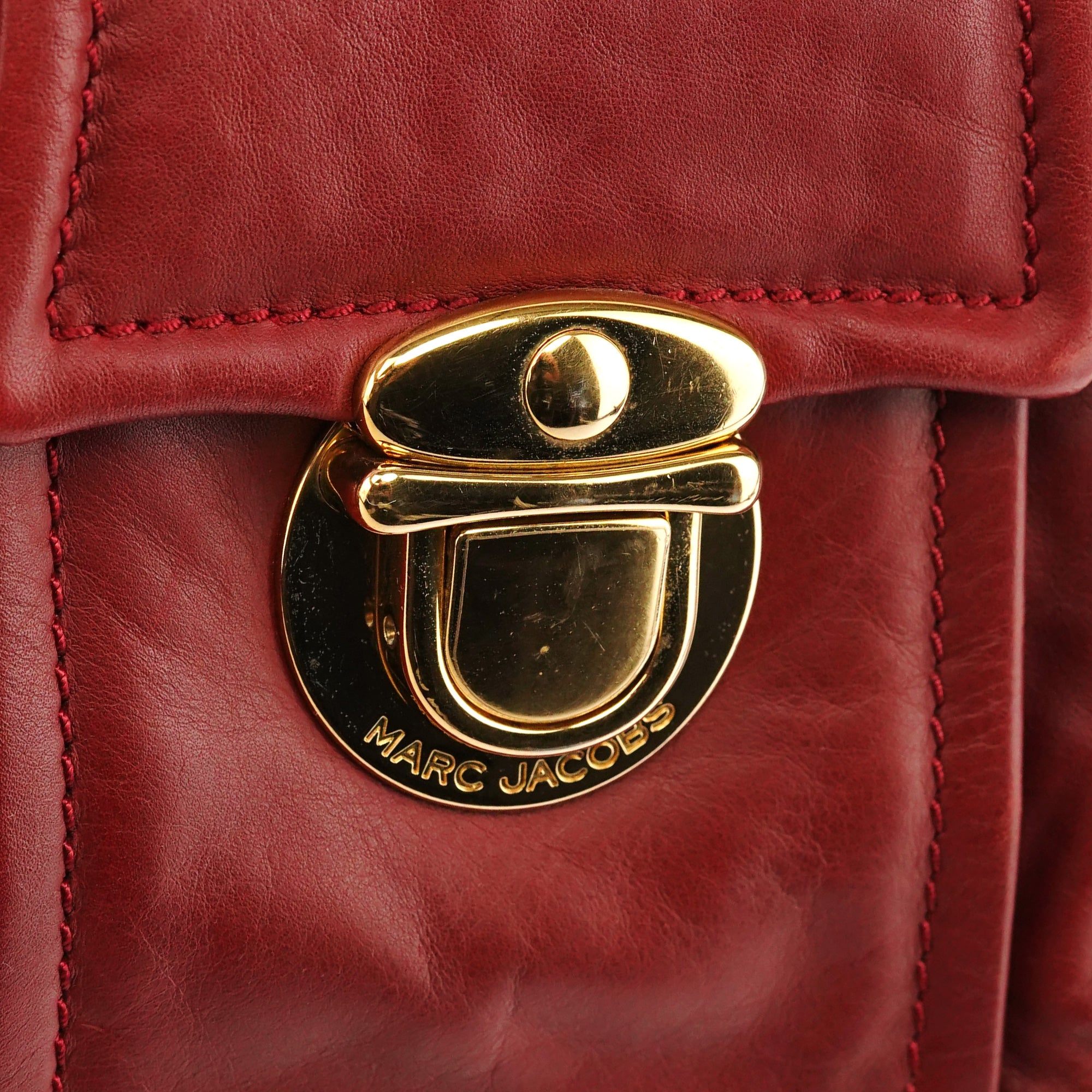 Marc Jacobs Burgundy Leather Blake Multi-Pocket Tote Bag