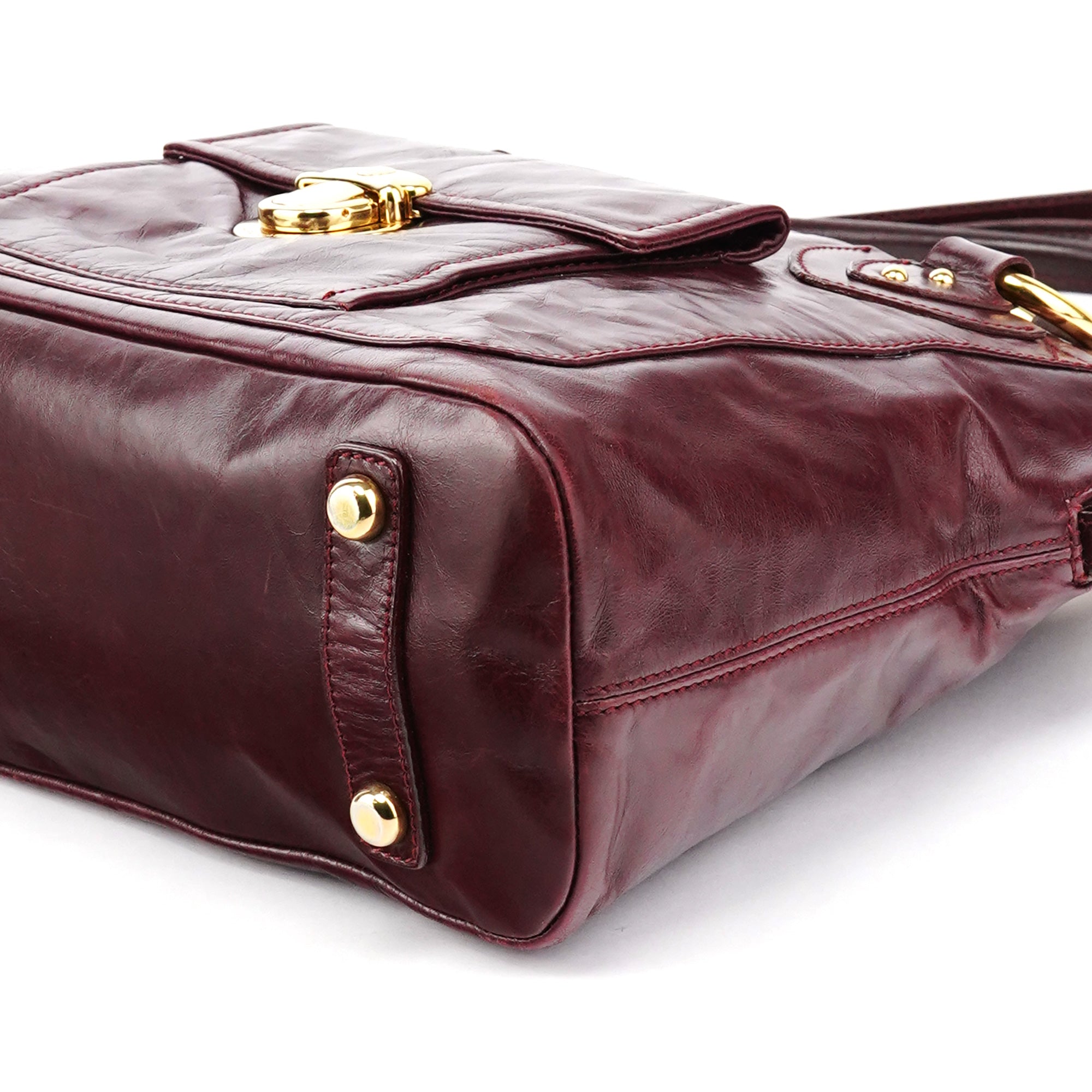 Marc Jacobs Burgundy Leather Pocket 2-Way Bag