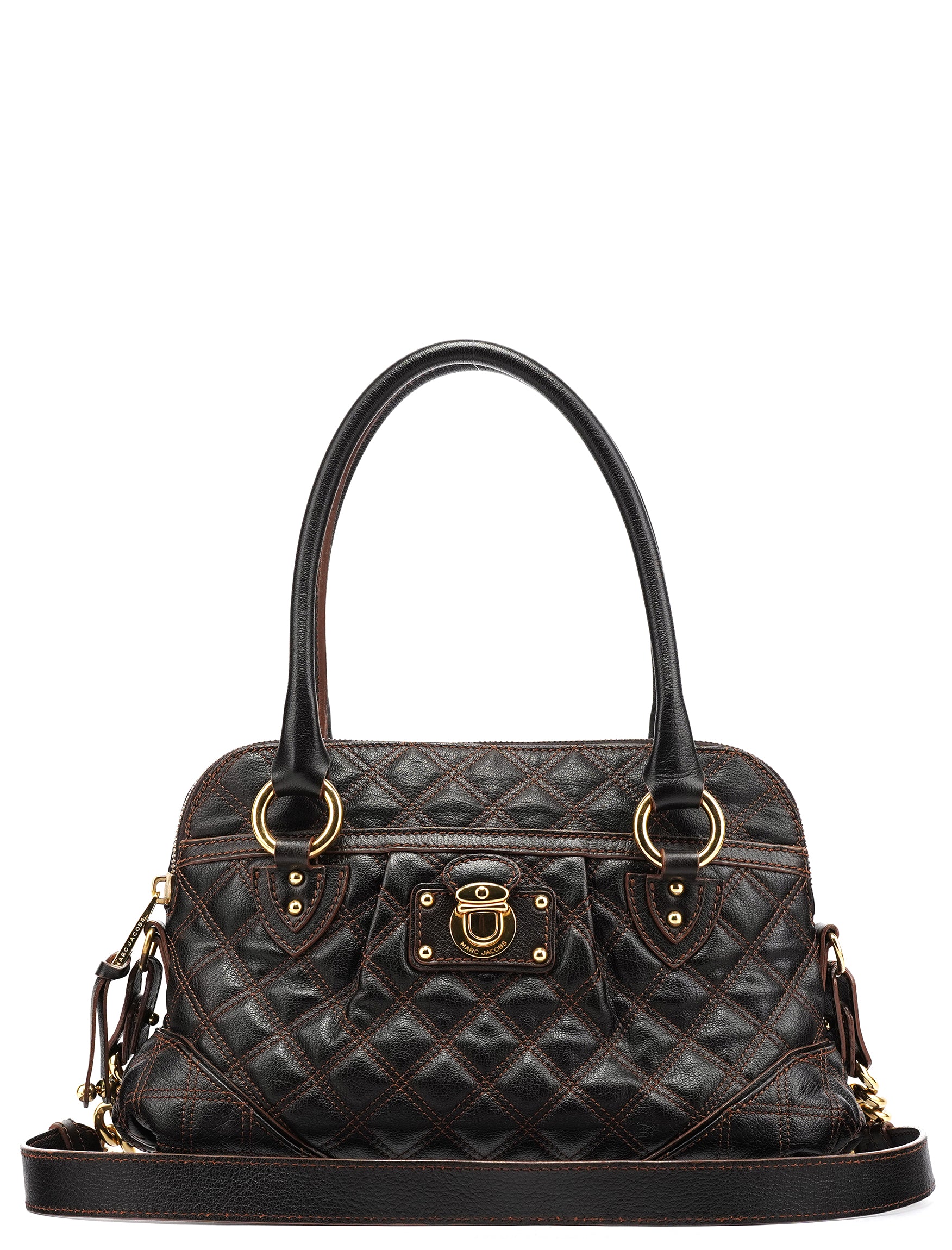 Marc Jacobs Dark Brown Quilted Leather 2-Way Bag