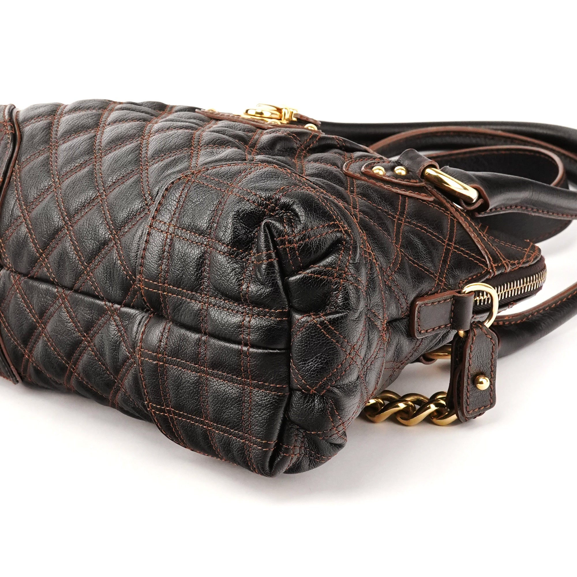 Marc Jacobs Dark Brown Quilted Leather 2-Way Bag