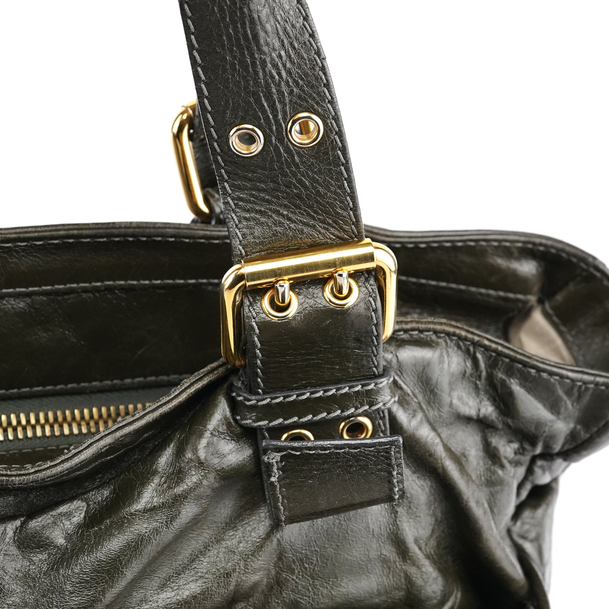 Marc Jacobs Sac deux portés multi-poches en cuir vert foncé