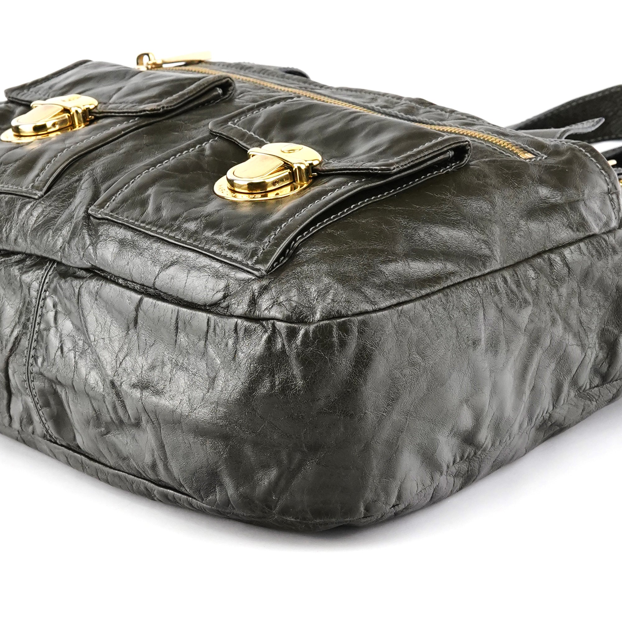 Marc Jacobs Sac deux portés multi-poches en cuir vert foncé