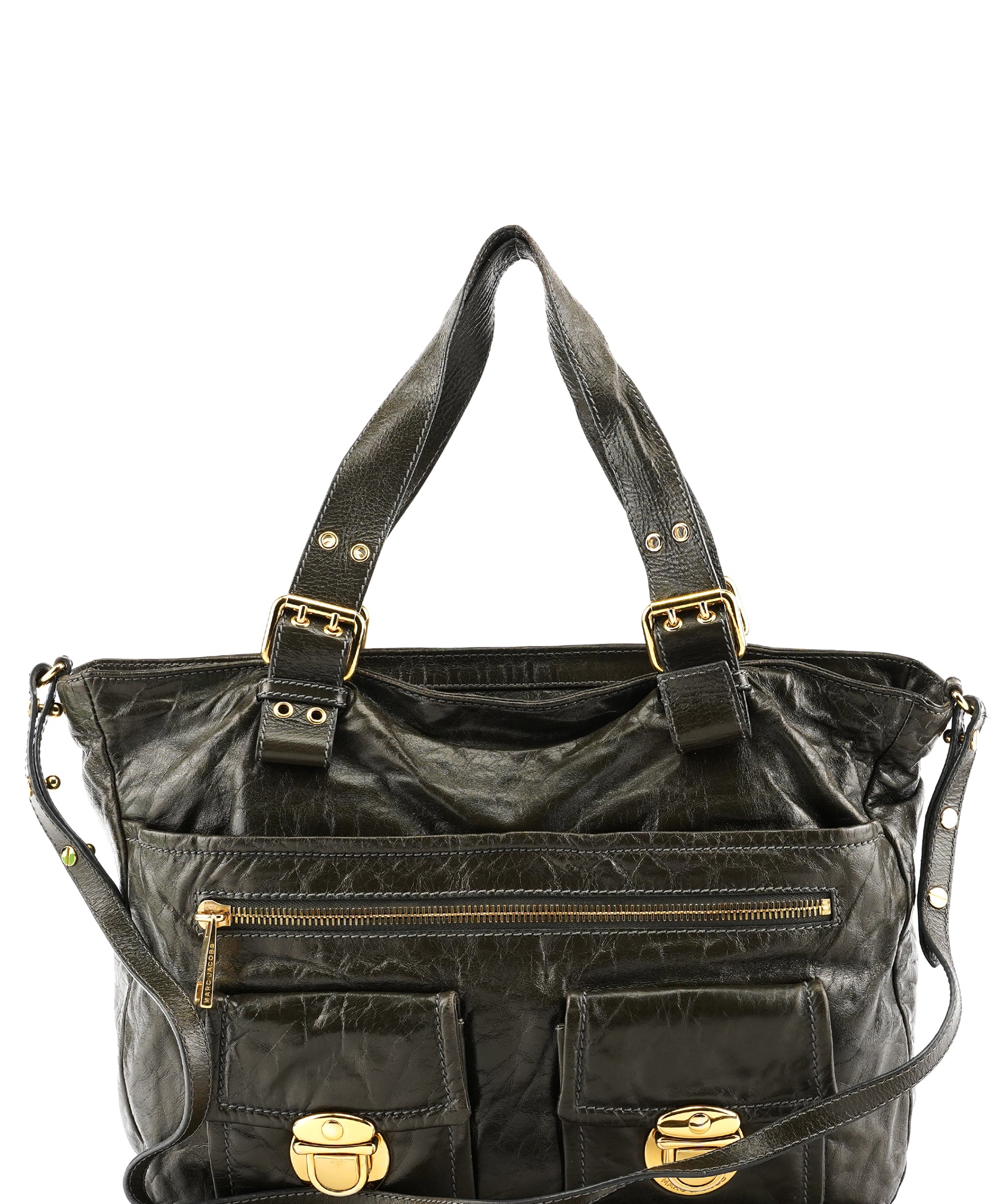 Marc Jacobs Dark Green Leather Multi Pocket 2-Way Bag