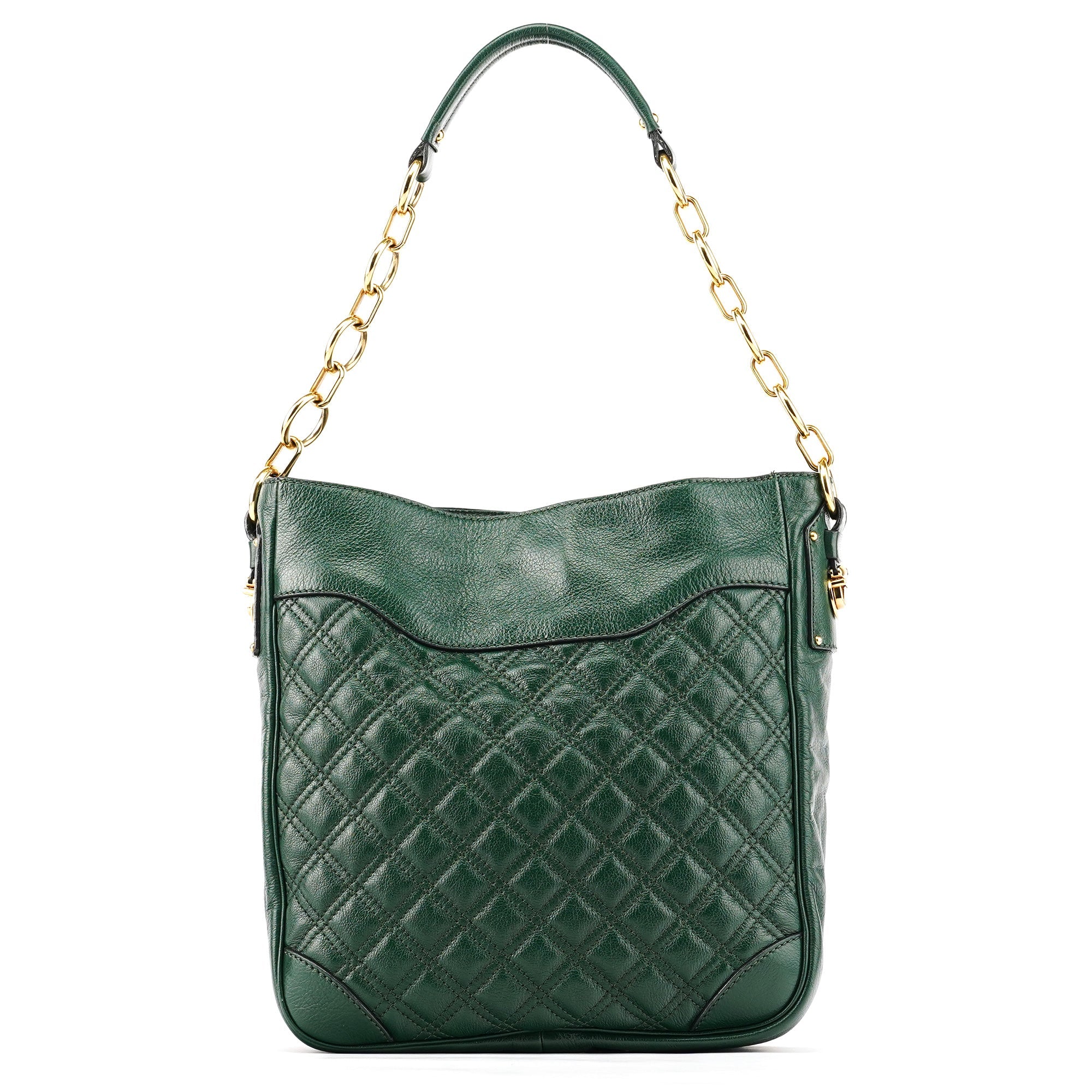 Marc Jacobs Schultertasche mit Kette aus grünem gestepptem Leder
