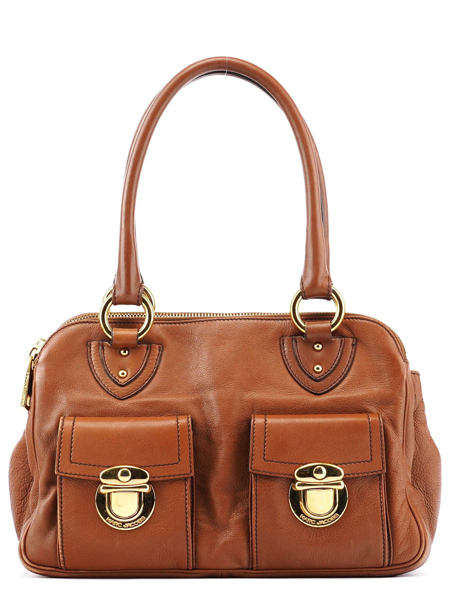Marc Jacobs Light Brown Leather Multi Pocket Tote Bag