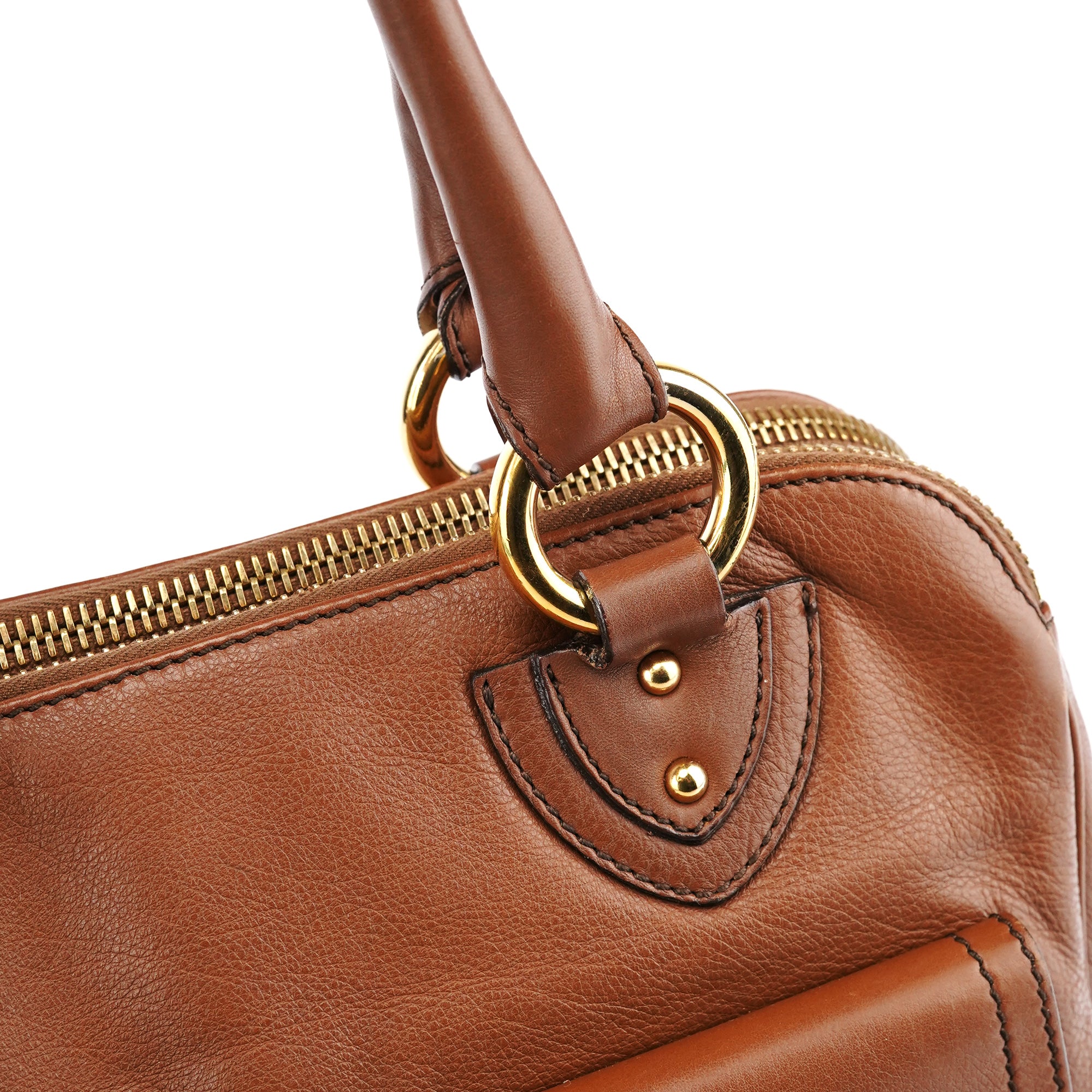 Marc Jacobs Light Brown Leather Multi Pocket Tote Bag