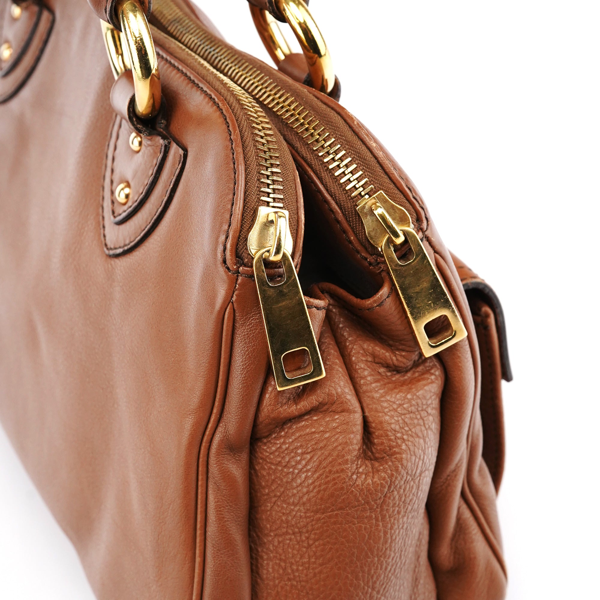 Marc Jacobs Light Brown Leather Multi Pocket Tote Bag