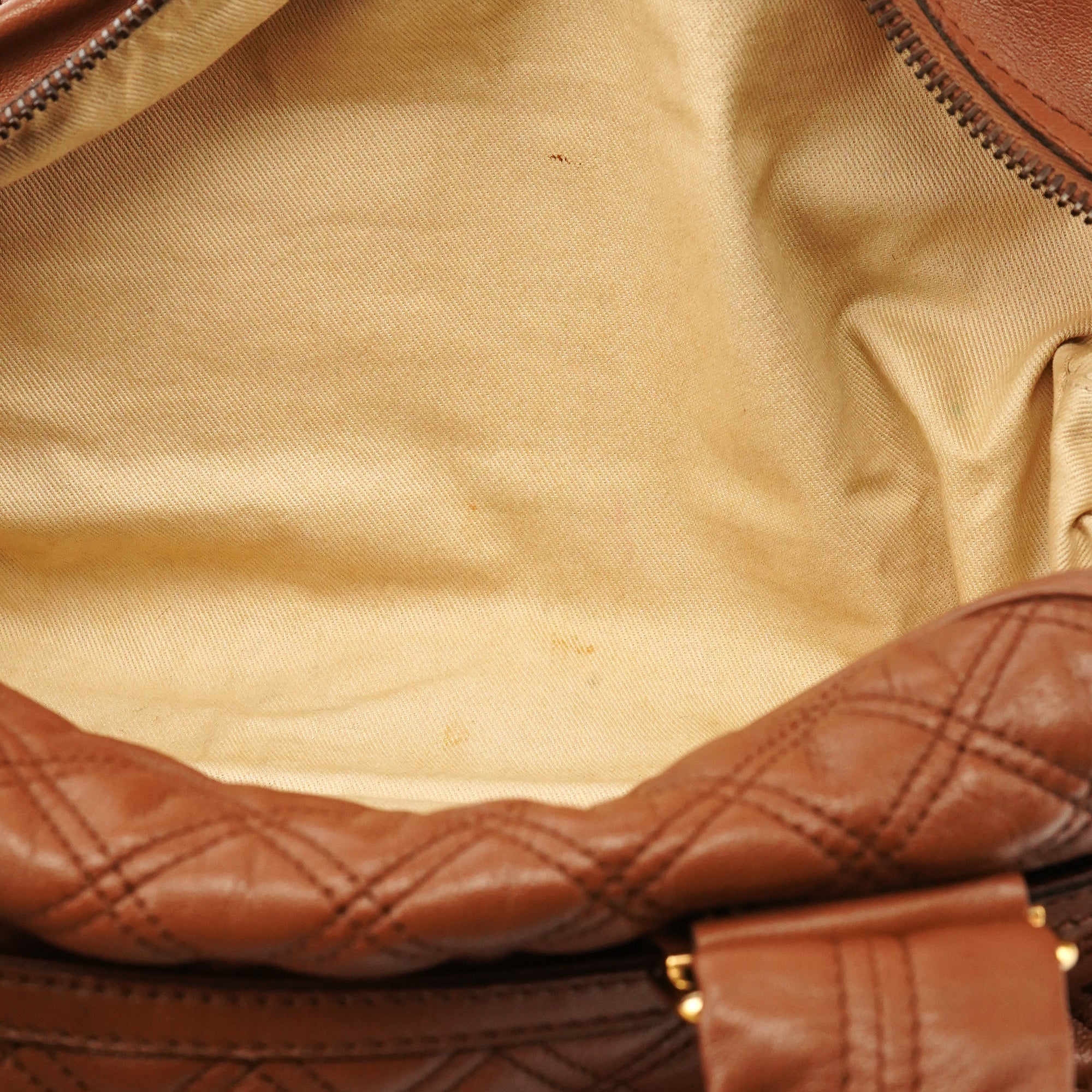 Marc Jacobs Light Brown Quilted Leather Bowling Bag