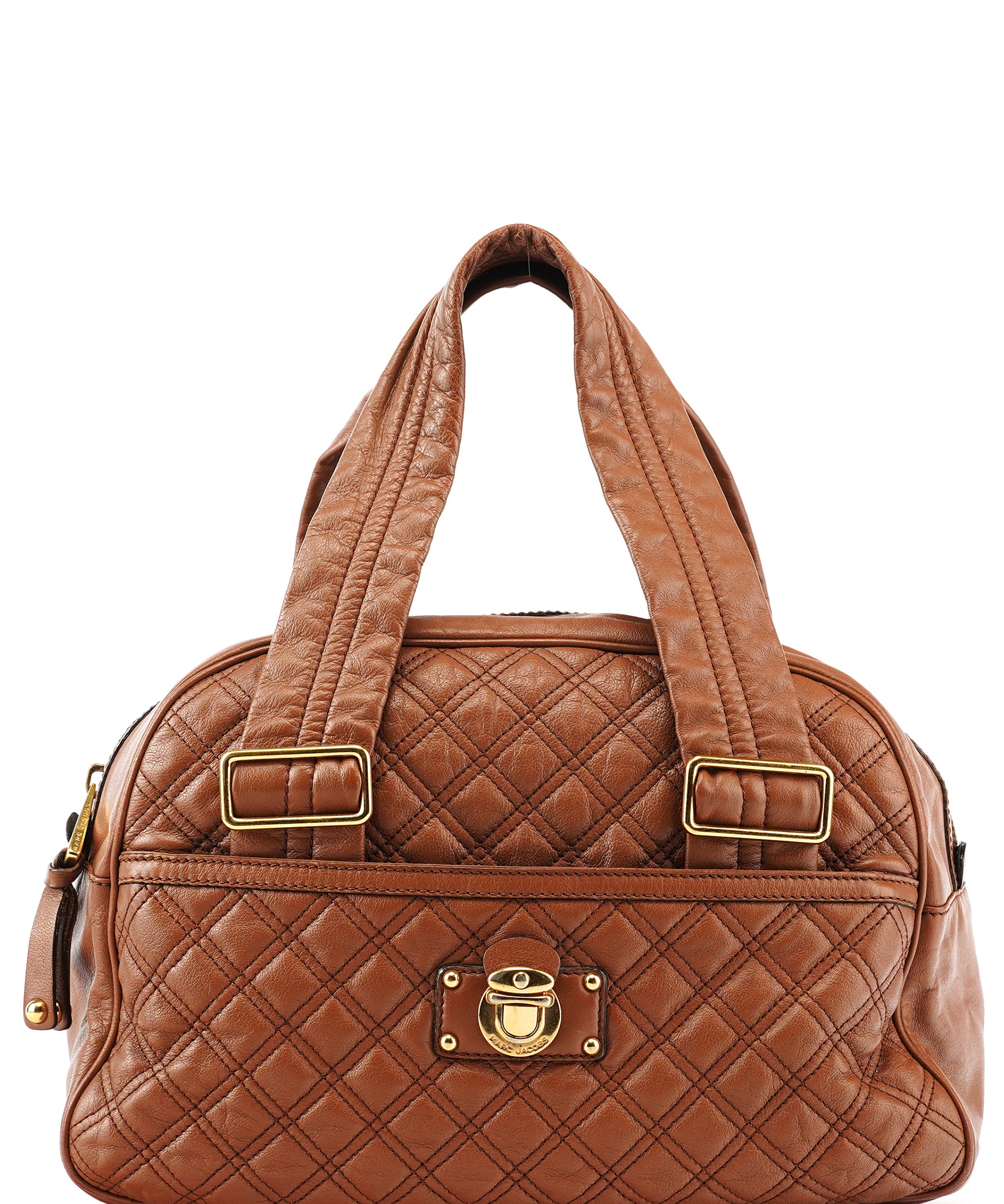 Marc Jacobs Light Brown Quilted Leather Bowling Bag