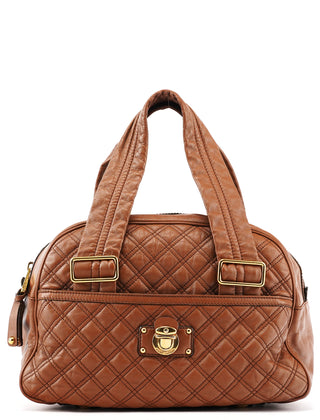 Marc Jacobs Light Brown Quilted Leather Bowling Bag