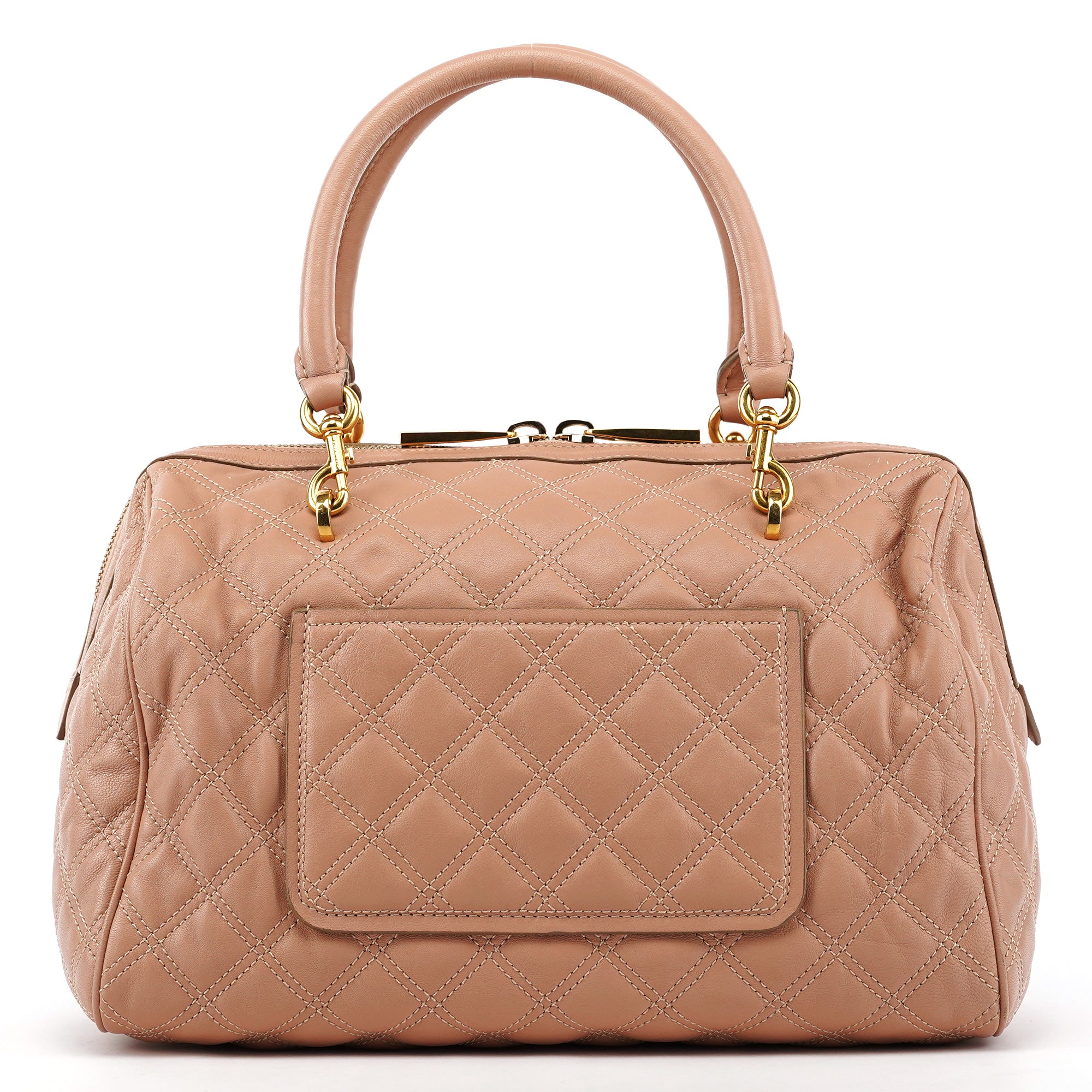 Marc Jacobs Pink Beige Quilted Leather Bowling Bag