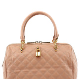 Marc Jacobs Pink Beige Quilted Leather Bowling Bag