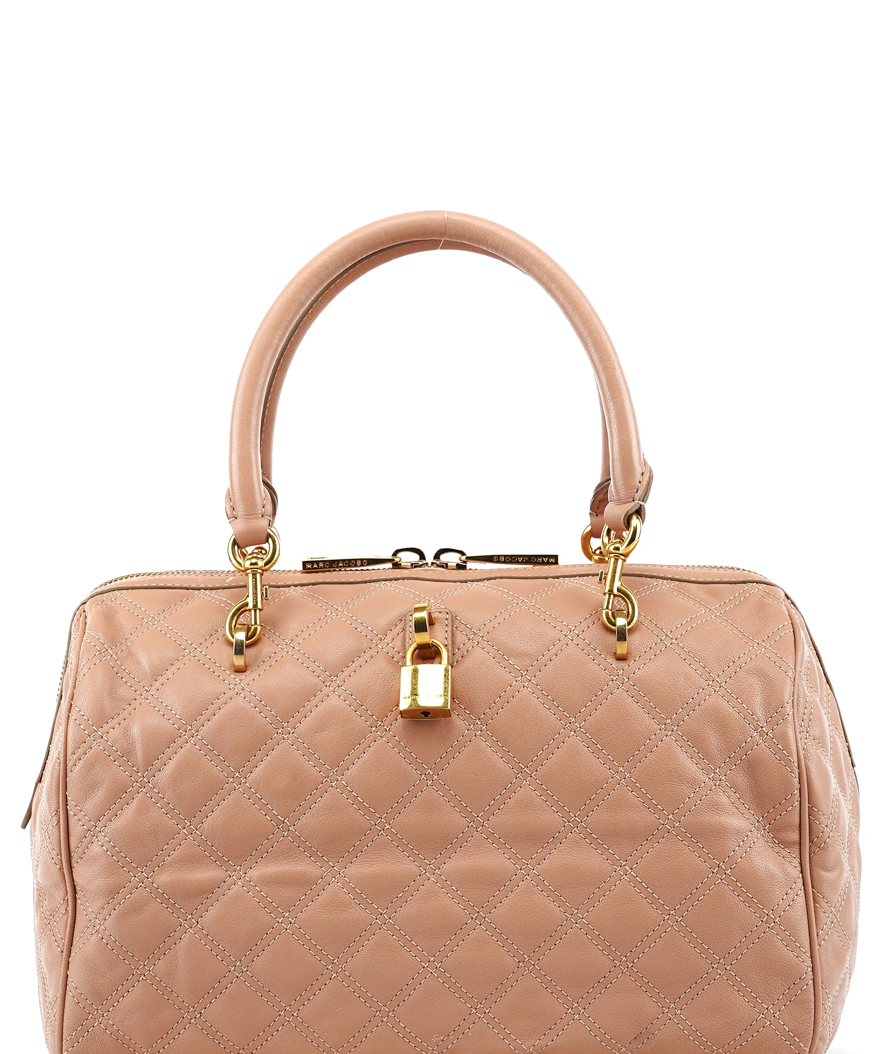 Marc Jacobs Pink Beige Quilted Leather Bowling Bag