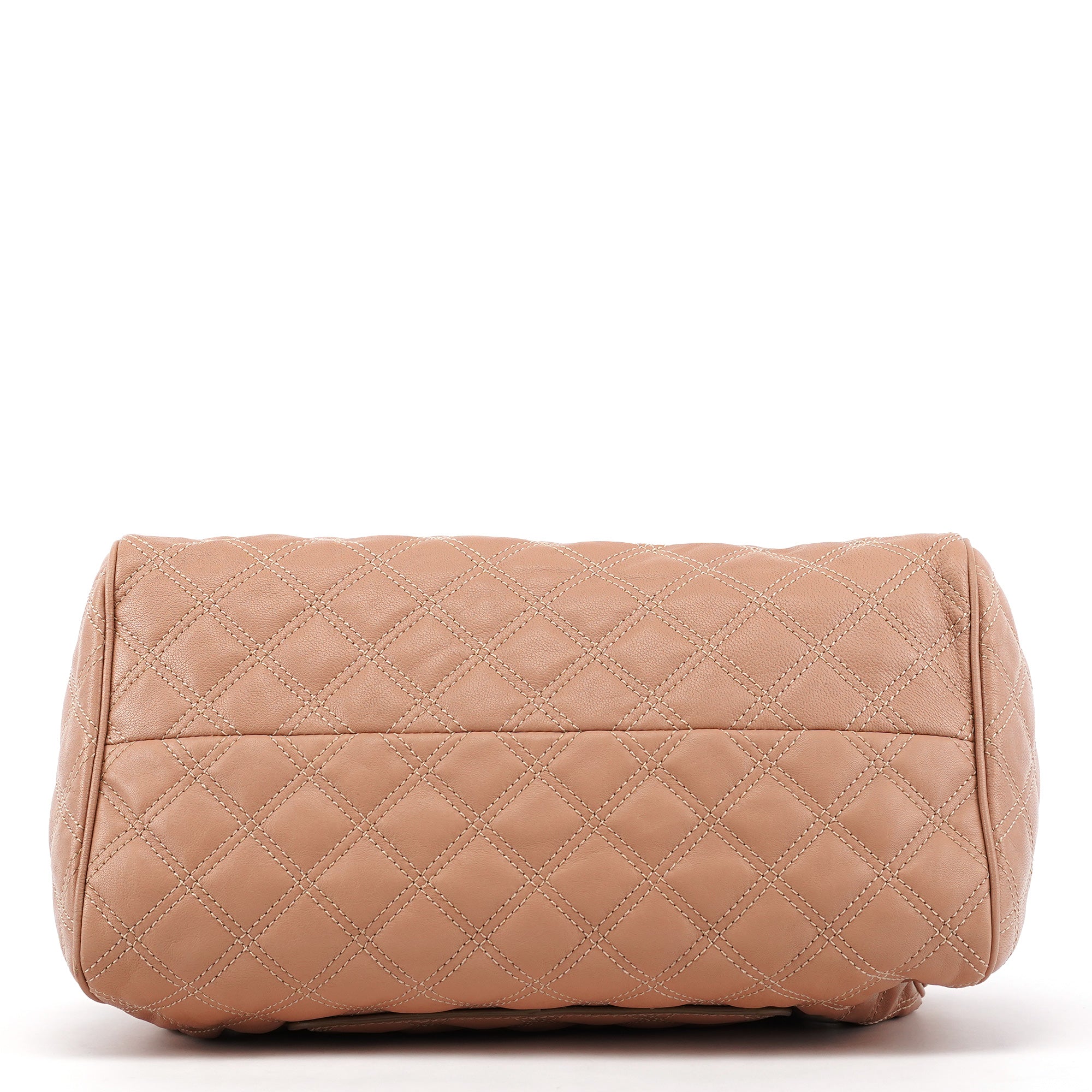 Marc Jacobs Pink Beige Quilted Leather Bowling Bag