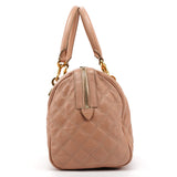 Marc Jacobs Pink Beige Quilted Leather Bowling Bag