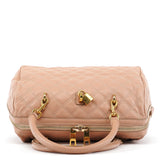 Marc Jacobs Pink Beige Quilted Leather Bowling Bag