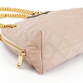 Marc Jacobs Pink Beige Quilted Leather Chain Shoulder Bag