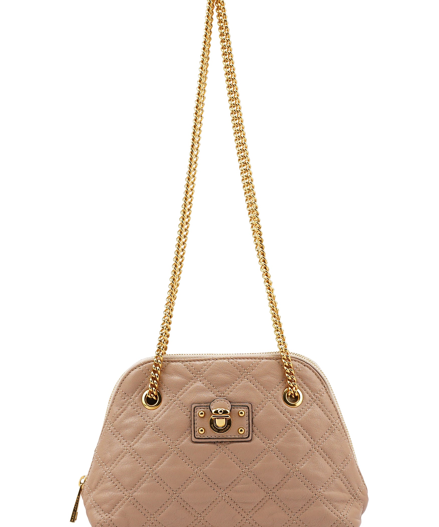 Marc Jacobs Pink Beige Quilted Leather Chain Shoulder Bag