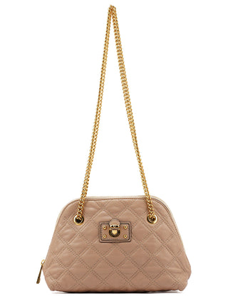 Marc Jacobs Pink Beige Quilted Leather Chain Shoulder Bag