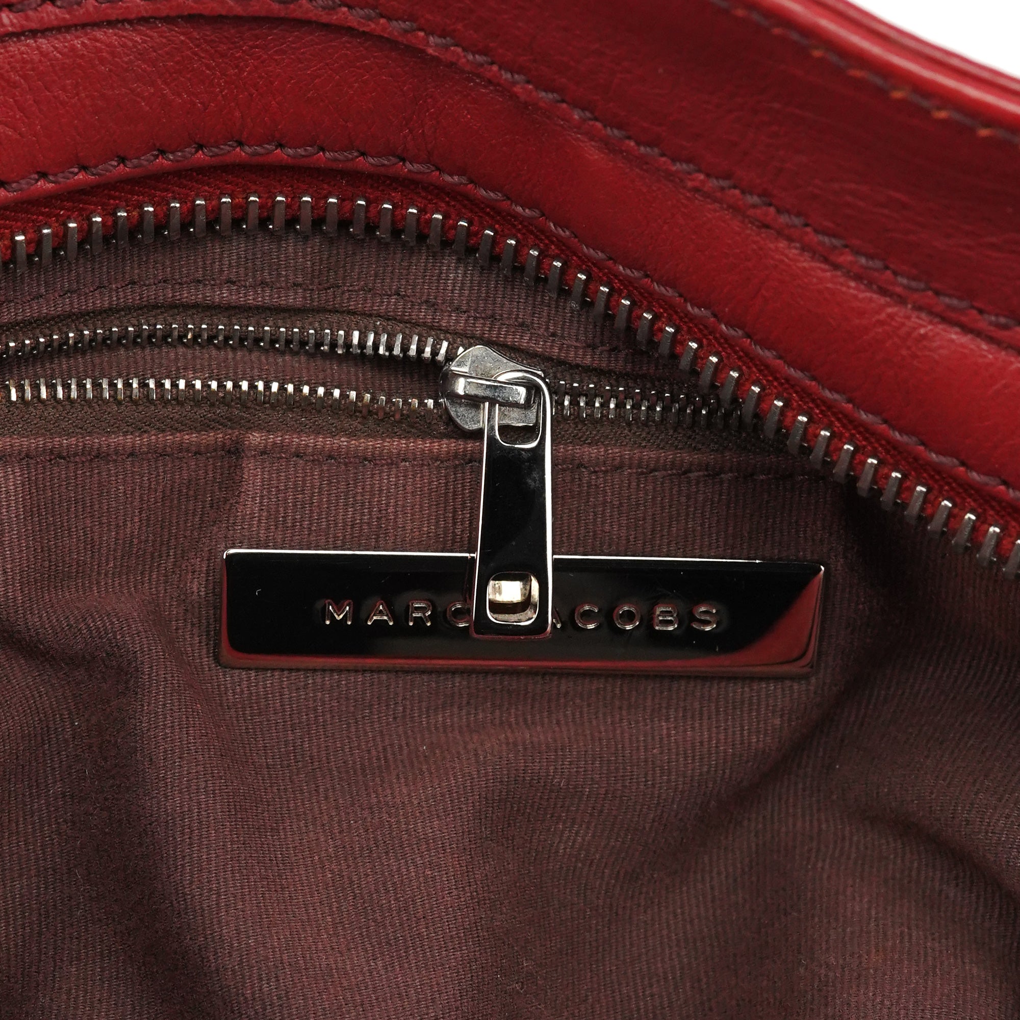 Marc Jacobs Red Leather Pocket Tote Bag