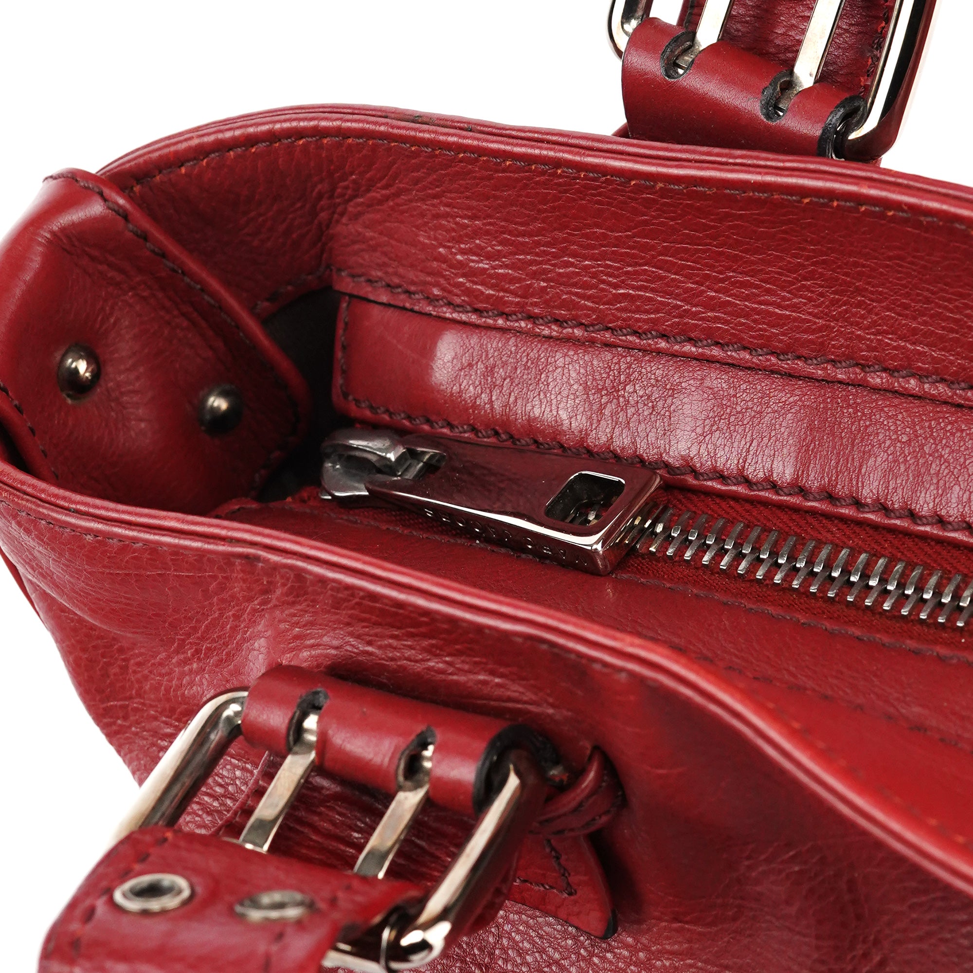 Marc Jacobs Red Leather Pocket Tote Bag