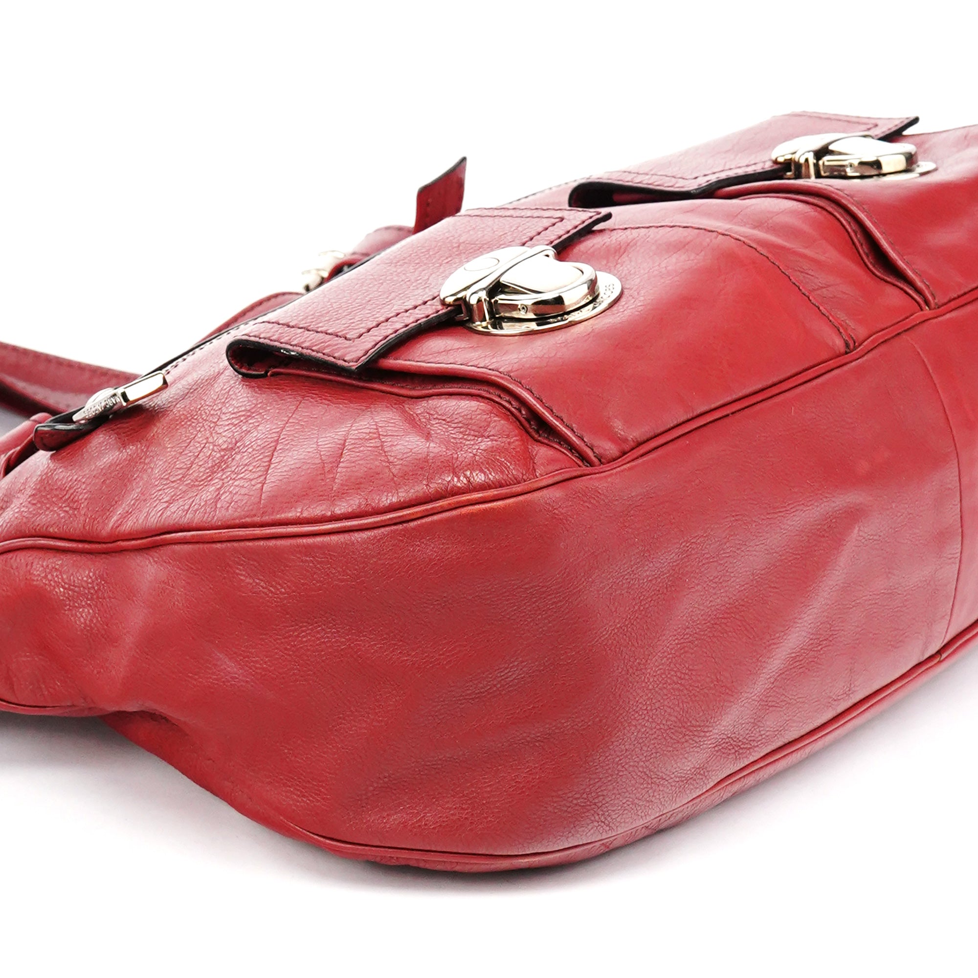 Marc Jacobs Red Leather Pocket Tote Bag
