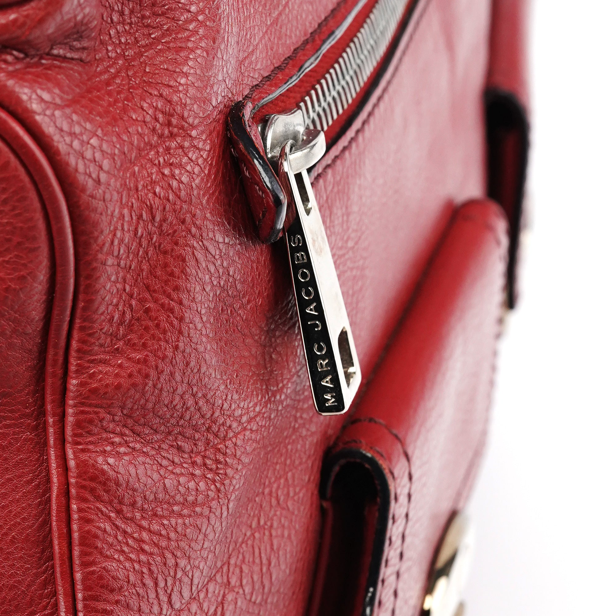 Marc Jacobs Red Leather Pocket Tote Bag