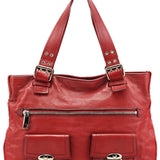 Marc Jacobs Red Leather Pocket Tote Bag