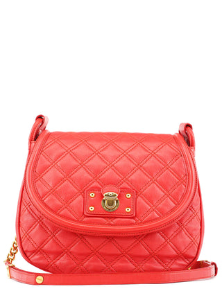 Marc Jacobs Red Quilted Leather Buckle Chain Crossbody Bag