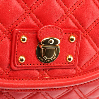 Marc Jacobs Red Quilted Leather Buckle Chain Crossbody Bag