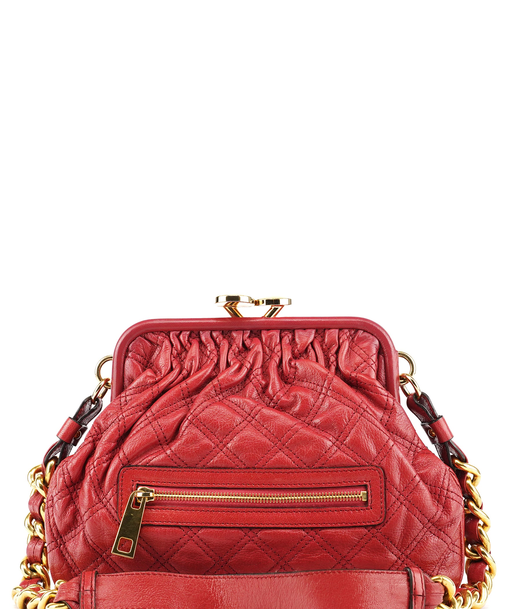 Marc Jacobs Red Quilted Leather Little Stam Shoulder Bag