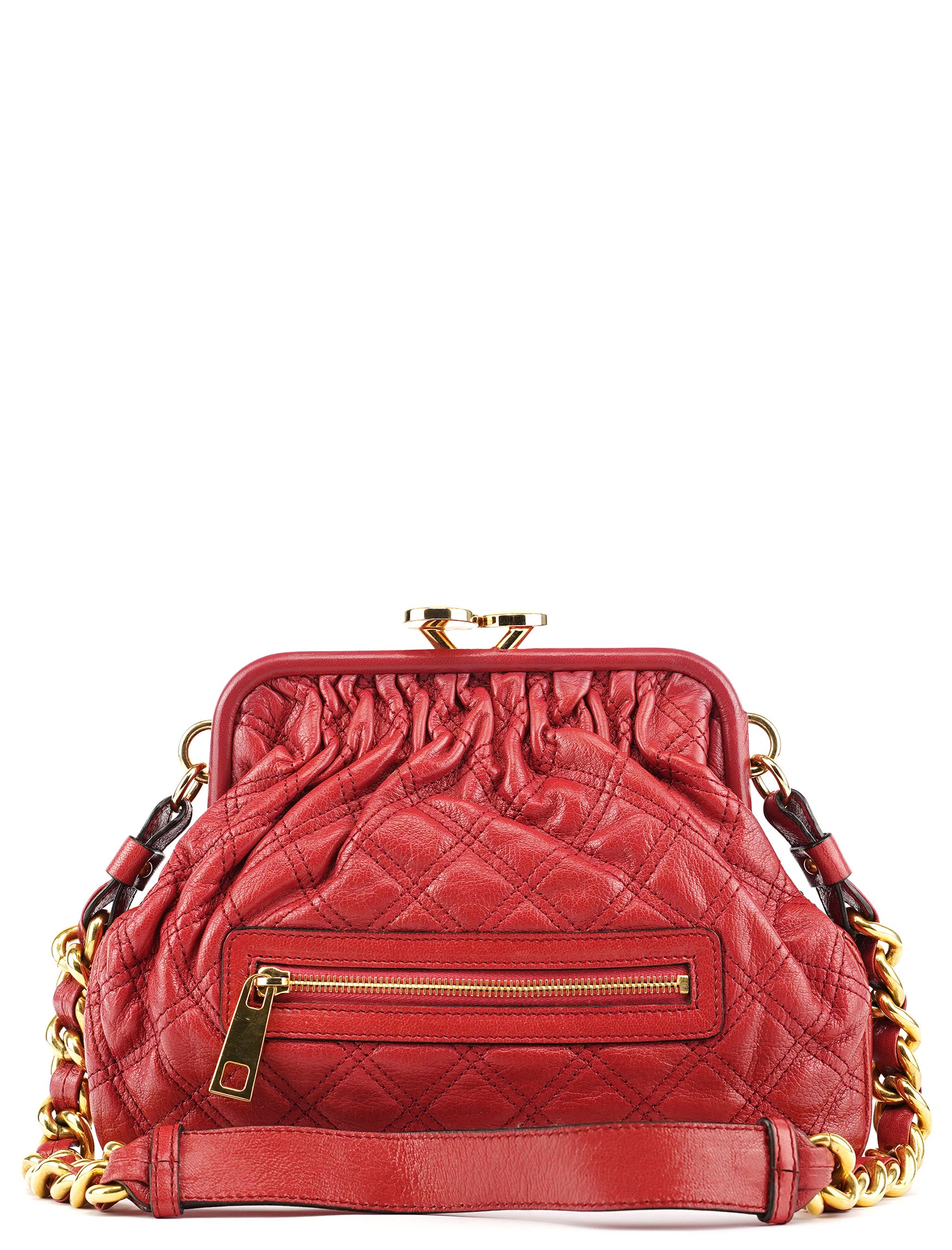 Marc Jacobs Red Quilted Leather Little Stam Shoulder Bag