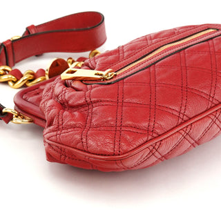 Marc Jacobs Red Quilted Leather Little Stam Shoulder Bag