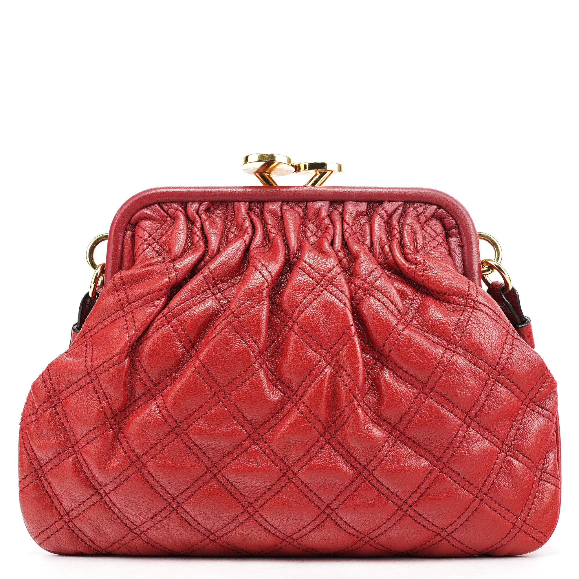 Marc Jacobs Red Quilted Leather Little Stam Shoulder Bag