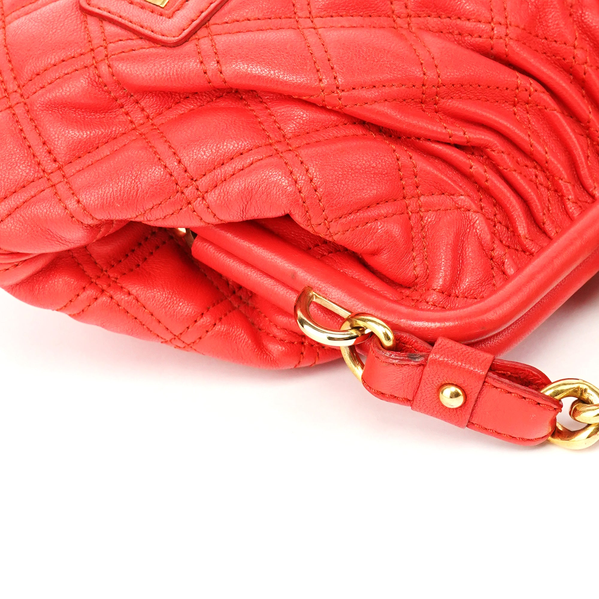 Marc Jacobs Red Quilted Leather Little Stam Shoulder Bag