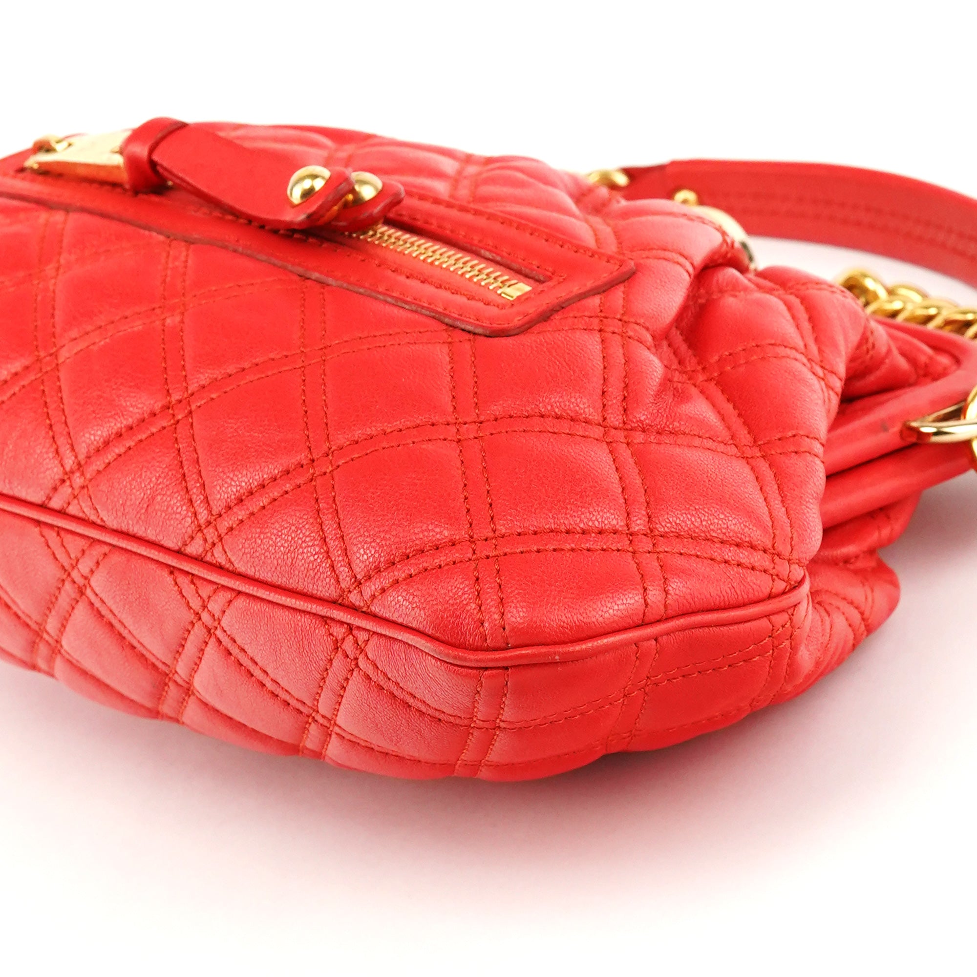 Marc Jacobs Red Quilted Leather Little Stam Shoulder Bag